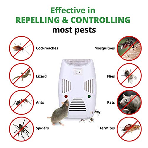 Product Cover Gopendra Ultrasonic Electronic Reject Ant, Mosquito, Rat, Roach, Flea, Rodent, Insect, Pest Repellent Safe for Human and Pets Control, 10 X 6 X 4 cm, White