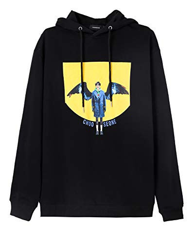 Product Cover Chooseone Men's Hoodie Pullover for Men -Cotton Heavyweight Shirt Sweatshirt -L Black