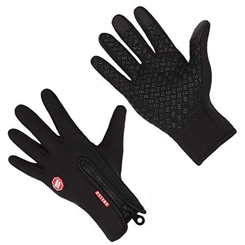 Product Cover Waterproof Touch-Screen Gloves,with Full-Finger Design,for Outdoor Sports Climbing Dress Driving Cycling (Black, L)