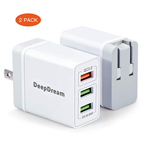 Product Cover USB Wall Charger, 30W Fast USB Wall Plug 2Pack 3-Port USB Charger DeepDream Charger Block with QC 3.0, Foldable Plug Adapter for iPhone 11/ Pro/MAX/X/XS/XR/XS Max/8/7/6/Plus, iPad, Samsung and More