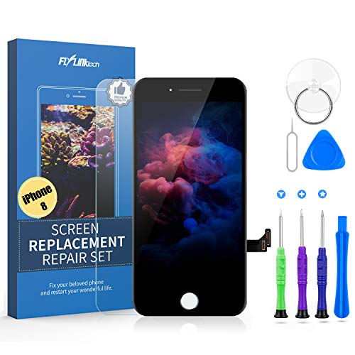 Product Cover Flylinktech for iPhone 8 Screen Replacement, Compatible with iPhone 8 LCD Screen Replacement & Repair Tool Kit (Black, 4.7Inch, with Model A1863/A1905/A1906)