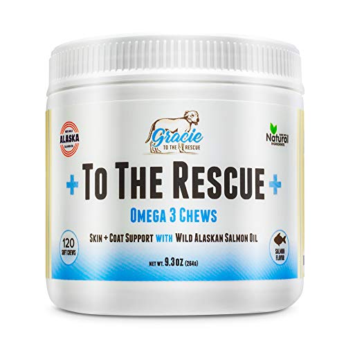 Product Cover Omega 3 Fish Oil For Dogs - 120 Soft Chews - Natural Wild Salmon Oil For Dogs With Omega 3 6 9 + EPA, DHA, Dog Skin and Coat Supplement, Allergy & Itch Relief, Reduce Shedding, Heart & Brain Health
