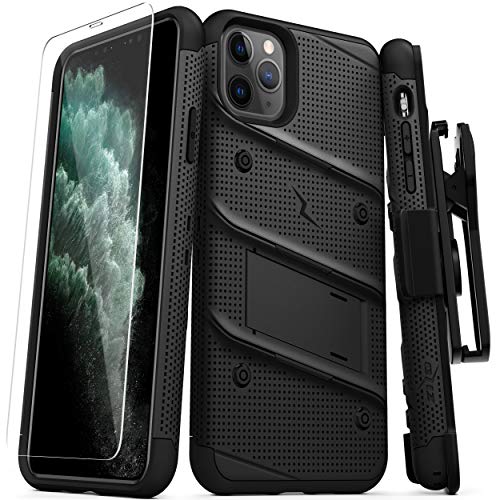Product Cover ZIZO Bolt Series iPhone 11 Pro Max Case - Heavy-Duty Military-Grade Drop Protection w/Kickstand Included Belt Clip Holster Tempered Glass Lanyard - Black