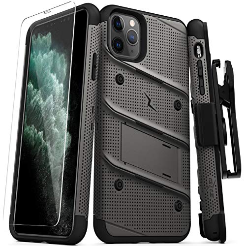 Product Cover ZIZO Bolt Series iPhone 11 Pro Max Case - Heavy-Duty Military-Grade Drop Protection w/Kickstand Included Belt Clip Holster Tempered Glass Lanyard - Gun Metal Gray