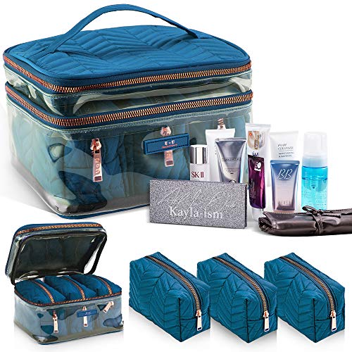 Product Cover Travel Makeup Bags | Cosmetic Bag For On The Go | Portable Makeup Bags | Travel Cosmetic Bags With Compartments | Storage For Makeup Bags | Organizer For Makeup | Cosmetic Bag And Makeup Holder, Blue