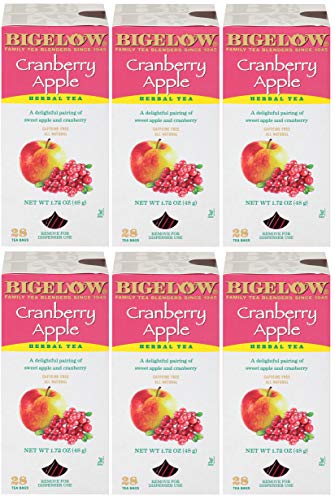 Product Cover Bigelow Cranberry Apple Herbal Tea Bags 28-Count Boxes (Pack of 6) Cranberry Apple Hibiscus Flavored Herbal Tea Bags All Natural Non-GMO