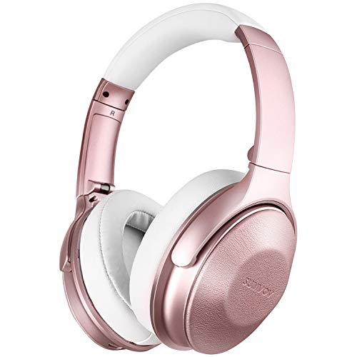Product Cover Sumvov Wireless Headphones Over Ear, Bluetooth Headphones 5.0 with Mic, Quick Charge, 30 Hours Playtime, Deep Bass, Protein Earpads, Hi-Fi Stereo Foldable Headset, for Cellphone/TV/PC (Rose Gold)