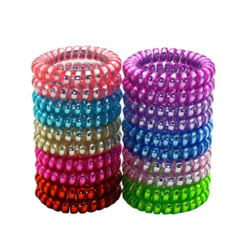 Product Cover Spiral Hair Ties 20 Pcs No Crease, Colorful Traceless Hair Ties, Elastic Coil Hair Ties, Phone Cord Hair Ties, Waterproof Hair Coils for Women Girls, Multicolor