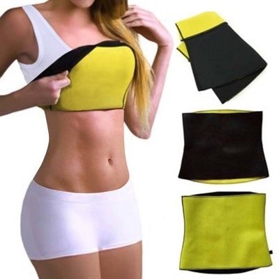 Product Cover Saundarya Men's and Women's Sweat Shaper Belt, Waist Trimmer and Belly Fat Burner for Weight Loss (Black and Yellow, Size XXL)