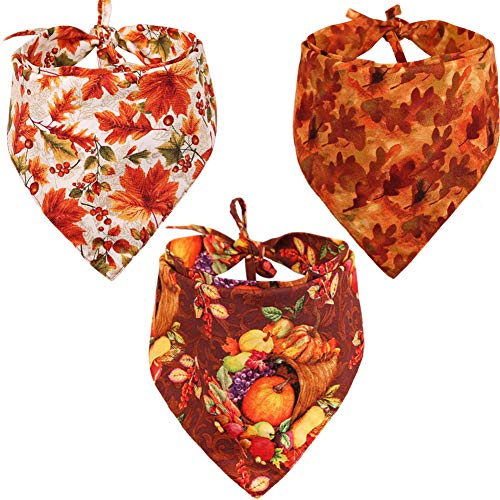 Product Cover KZHAREEN 3 PCS/Pack Thanksgiving Dog Bandana Reversible Triangle Bibs Scarf Accessories for Dogs Cats Pets Large