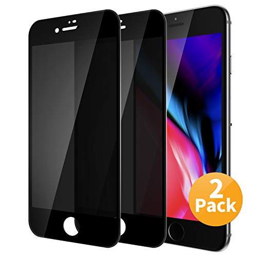 Product Cover Teasea Compatible Apple iPhone 8 and iPhone 7 Privacy Screen Protector, Anti-Spy Tempered Glass Film, 3D Full Coverage Screen Protector for iPhone 8 7, 4.7 inch, 2 Pack (Black)