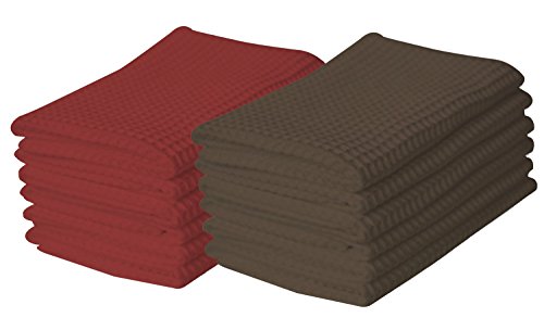 Product Cover Home Colors 100% Cotton Waffle Hand Towels - Absorbent & Drying Cleaning Cloths, Kitchen Towels, Tea Towels, Table/Roti Napkins - 20.5 x 27.5 Inch - Set of 12 - Grey and Maroon