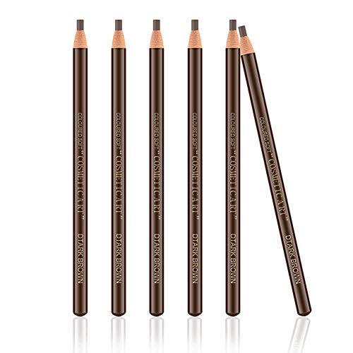 Product Cover Ownest 6Pcs Pull Cord Peel-off Eyebrow Pencil Tattoo Makeup and Microblading Supplies Set for Marking, Filling and Outlining, Waterproof and Durable Permanent Eyebrow Liner-Dark Brown