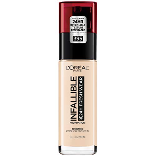 Product Cover L'Oreal Paris Cosmetics 071249408094 L'Oreal Paris Makeup Infallible Up to 24 Hour Fresh Wear Foundation, All-day Staying Power meets Lightweight, Breathable Coverage, Rose Pearl, 1 oz.