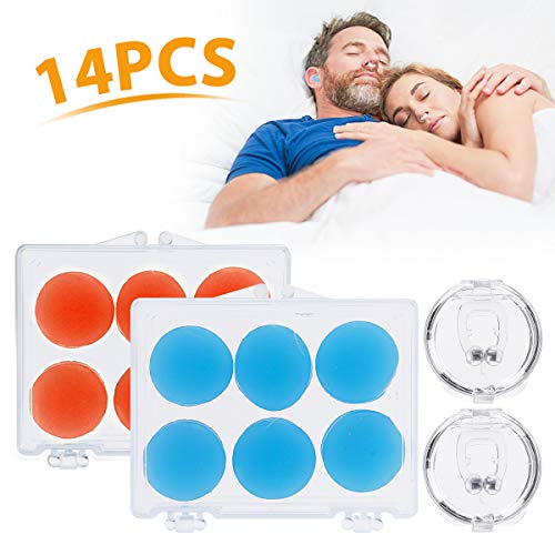 Product Cover Snoring Solution, JOYXEON 2 Pcs Silicone Anti Snoring Devices, Magnetic Snore Stopper Clipple Snore Stop Professional Snore Device for Men Women, with 12 Pcs Silicone Moldable 22dB Reduction Earplugs