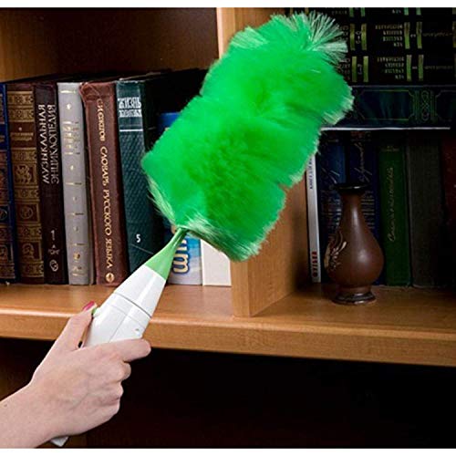 Product Cover SHOPPOSTREET Hand-Held Grabbing and Holding dust from Home and Car, Electric Feather Spin Duster for Cleaning Furniture, Electronics and Blinds Dust Cleaning Brush Set (Green)