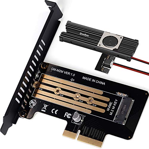 Product Cover Speedbyte M.2 PCIe Adapter with M2 SSD Fan Cooler Heatsink. M2 NVME (M Key) 2280 2260 2242 2230 to PCIe 3.0 x 4 Adapter Host Controller Expansion Card Low Profile Bracket for Motherboard PCI Express