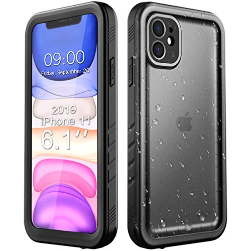 Product Cover iPhone 11 Waterproof Case, Waterproof iPhone 11 Underwater Shockproof Full-Body Rugged Cover Bumper Sealed Case with Built-in Screen Protector for Apple iPhone 11 6.1 inch 2019 Release -Black