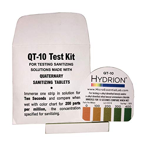 Product Cover Steramine Quat Test Strips, 30 x QT-10 Test Strips to Measure 0-400 ppm, For Testing Sanitizing Solutions Made with Steramine Quaternary Tablets, 2 x Envelopes