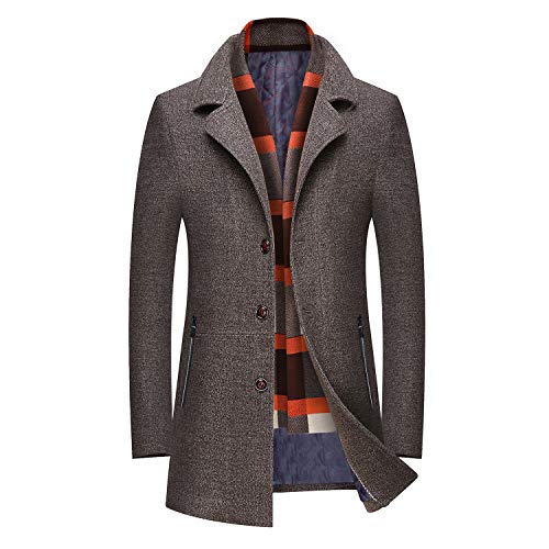 Product Cover PRIJOUHE Men's Wool Coat Winter Coat Slim Medium Long Coats Overcoat Male