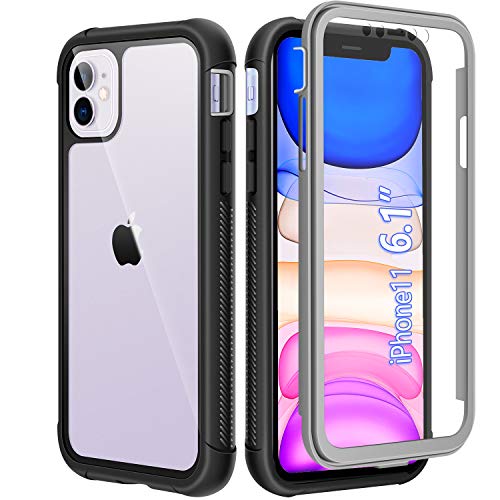 Product Cover Designed for iPhone 11 Case - Clear Full Body Cover with Built-in Screen Protector - Rugged Heavy Duty Protection Slim Case for iPhone 11 6.1 inch 2019 (Black Gray/Clear)