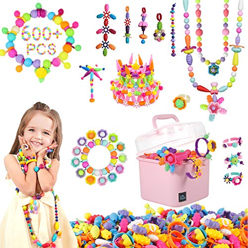 Product Cover Pop Beads, 600Pcs Creativity DIY Jewelry Making Kit for Kids Toddlers Beads for Jewelry Making,Idea Arts and Crafts Gifts for 3 4 5 6 7 8 9 Year Old Girl
