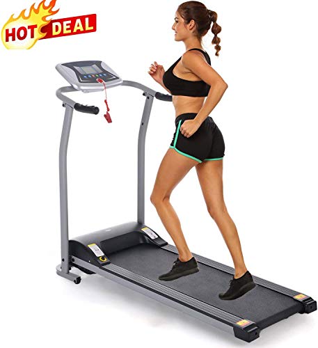 Product Cover Folding Treadmill Electric Motorized Power Walking Jogging Running Exercise Fitness Machine Trainer Equipment for Home Gym Office Space Saver Easy Assembly