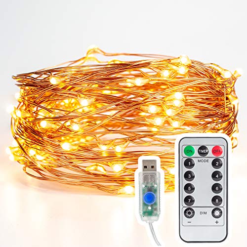 Product Cover DistrictMaster USB Powered 10 M 100 LED Battery Box and Remote and 8 Function Warm String Light Fairy Lights for Diwali/Festival/Wedding/Gifting/Xmas/New Year-Warm White (Pack of 1)