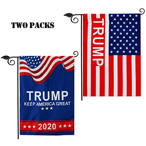 Product Cover MAGA Trump 2020 Flag, Donald Trump Yard Flag 12x18 inch Double Sided with Premium Fabric, 2 Design- one Keep America Great and one US Stars and Stripes Flag