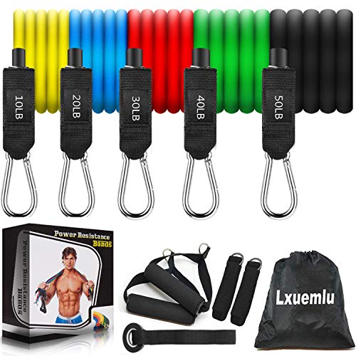 Product Cover 【2020 Newest】150LB Resistance Bands Set for Home Workouts, Physical Therapy - Exercise Bands with Handles, Door Anchor, Ankle Straps and Workout Guide
