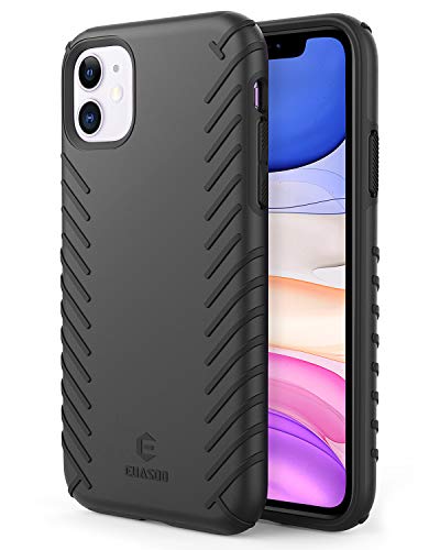 Product Cover EUASOO iPhone 11 case, Shockproof Hard PC+ Soft TPU Double Protection, Stylish Slim Lightweight Non-Slip Cover Case, Support Wireless Charging, Only Compatible for 2019 iPhone 11 6.1 Inch (Black)