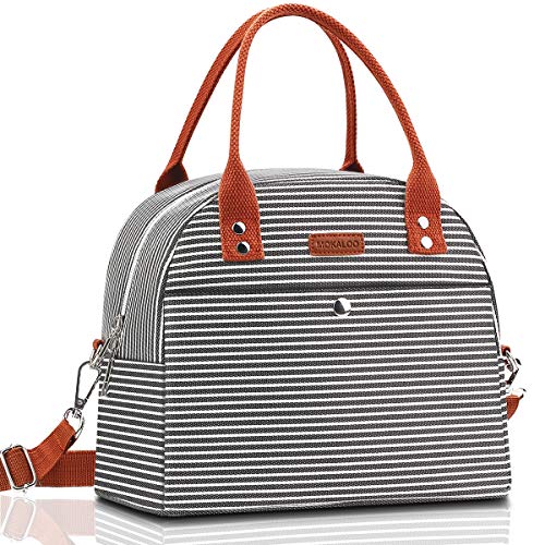 Product Cover Lunch Bag, Mokaloo Insulated Lunch Box for Women, Multi-functional Lunch Tote Bags with Shoulder Strap, Reusable Thermal Cooler Bag Lunch Container for Women Men Work Picnic, Stripe