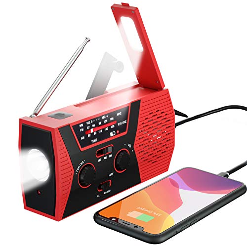 Product Cover Solar Crank NOAA Weather Radio for Emergency with AM/FM, Portable Radio with 2000mAh Power Bank, Flashlight, Reading Lamp and SOS Alarm