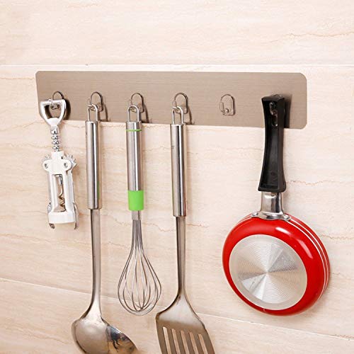 Product Cover SHOPPOWORLD Durable and Stable Hanger Wall Mounted Hook Rail Strip Wall Hook Sticker with 6 Hook for Bathroom, Kitchen and Rooms