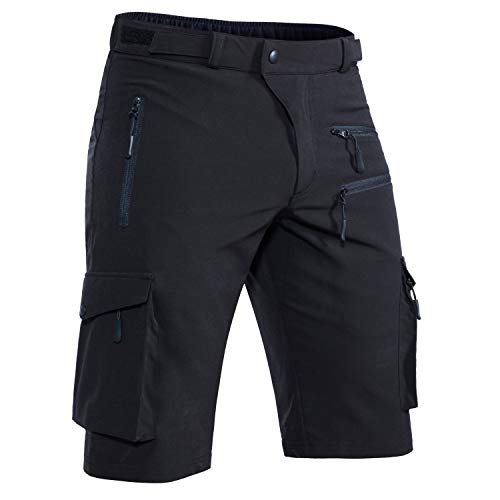 Product Cover Hiauspor Men's-Mountian-Bike-Shorts-MTB-Shorts-Cycling-Short for Men (Black, L (Waist: 32-34