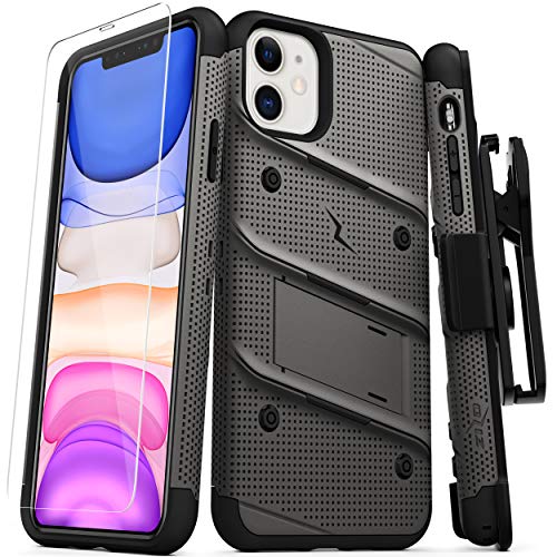 Product Cover ZIZO Bolt Series iPhone 11 Case - Heavy-Duty Military-Grade Drop Protection w/Kickstand Included Belt Clip Holster Tempered Glass Lanyard - Gun Metal Gray