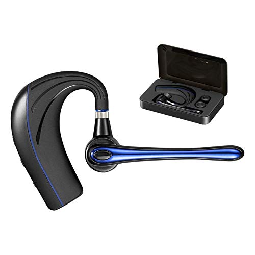 Product Cover Anglotte Bluetooth Headset, Wireless Bluetooth Earpiece with Noise Cancellation Mic, V5.0 Hands-Free Earphone for Driving/Business/Office, Compatible with Both Android and iPhone (Blue)