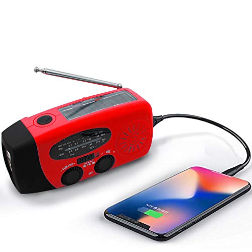 Product Cover Emergency Solar Weather Radio Hurricane Supplies Earthquake Kit Hand Crank Self Powered AM/FM/WB NOAA Survival Radios with Best Reception LED Flashlight 1000mAh Power Bank for Household and Outdoor