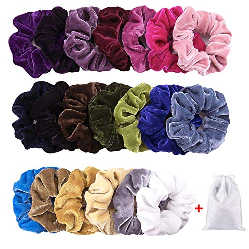 Product Cover 20 Pack Elastics ties Velvet scrunchies for hair,Fuzzy Hair Ropes Soft scrunchie Bands Hair Accessories for curly/Straight hair,ThanksgivingDay Christmas Gifts for Girls/toddlers/women