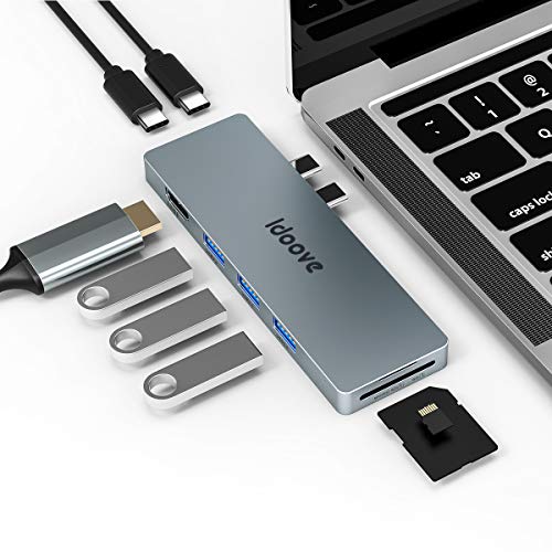 Product Cover Idoove USB C Hub,8 in 1 USB C Adapter with 4K HDMI, 100W Power Delivery, 3 USB 3.0 Ports, SD/TF Card,40Gb Thunderbolt 3, for MacBook pro 2016/2017/2018, MacBook Air 2018.