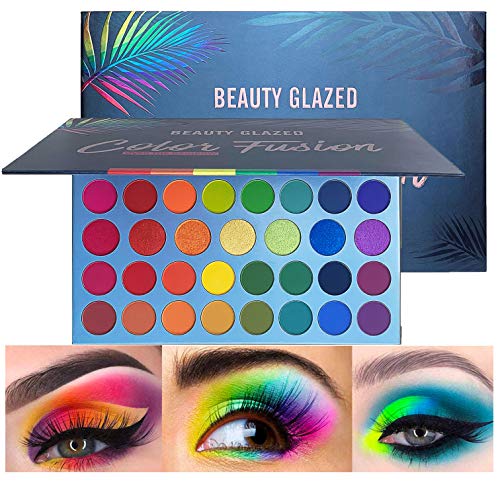 Product Cover Beauty Glazed Rainbow Colors Fusion Eyeshadow Palette 39 Shades Metallic Shimmer Palette Long Lasting Eye Shadow Pallet High Pigment Makeup Palette for Party