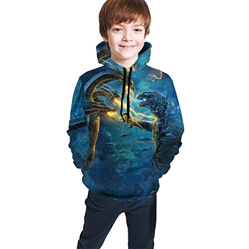 Product Cover Godzilla Vs Ghidorah Youth Boys 3D Print Pullover Hoodie Hooded Seatshirts Sweaters