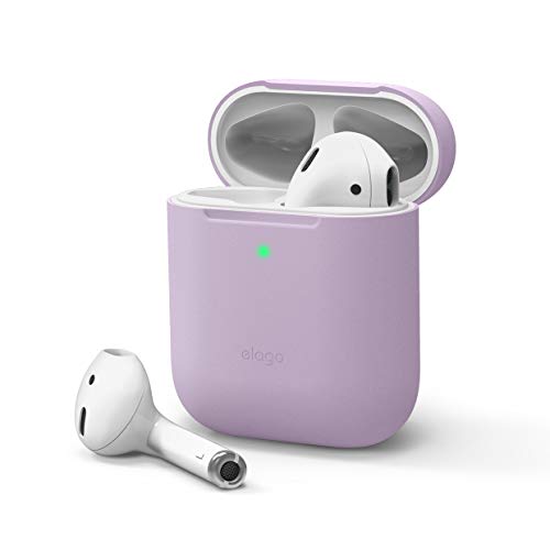 Product Cover elago Upgraded AirPods Case (Front LED Visible) Protective Slim Cover (with no Hinge) Compatible with Apple AirPods 2 and 1 (Lavender)