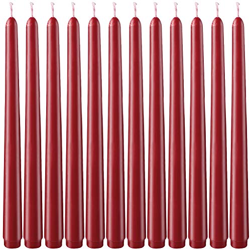 Product Cover Laskey Dripless Taper Candles 10 Inch Tall Wedding Dinner Candle Set of 12 (Burgundy)
