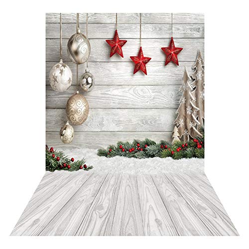 Product Cover Allenjoy 5x7ft White Wood Christmas Party Photography Backdrop for Portrait Soft Fabric Winter Snow Wooden Floor Xmas Background Newborn Baby Shower New Year Party Banner Decors Photo Studio Props