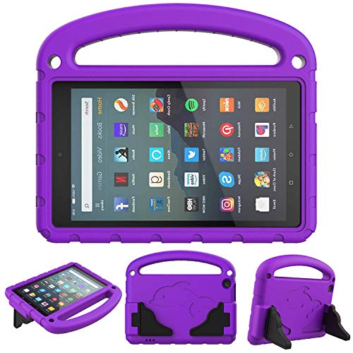 Product Cover SUPWANT Kids Case for All-New Kindle Fire 7 2019 - Kid-Proof Light Weight Protective Case with Handle Convertible Stand for Amazon Fire 7 Tablet (9th Generation - 2019 Release), Purple