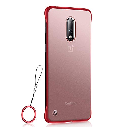 Product Cover BIGZOOK Frameless case for OnePlus 6 Case Slim Translucent Matte Texture Design Hard PC Back Cover Shock Bumper Corners for OnePlus 6 (Free Metal Ring) (OnePlus 6, Red)