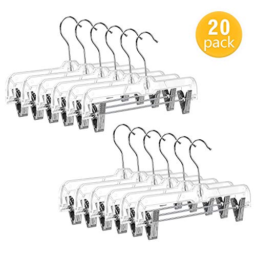 Product Cover IEOKE Pants Hangers, 20 Pack Crystal Plastic Clip Hangers Space Saving for Skirts Trousers Jeans Shorts and Strapless Clothes