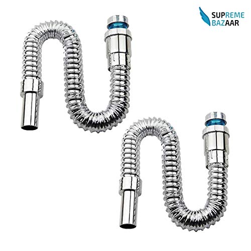 Product Cover SUPREME BAZAAR Bathroom Flexible Wash Basin/Sink Waste Pipe Drain Hose Tube Connector Basin Downcomer (Pack of 2)