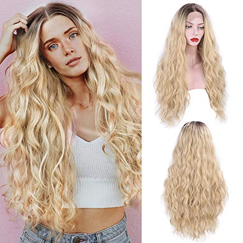 Product Cover Stamped Glorious Lace Front Curly Wig for Black Women Long Curly Blonde Wig 26 Inch Womens Wigs